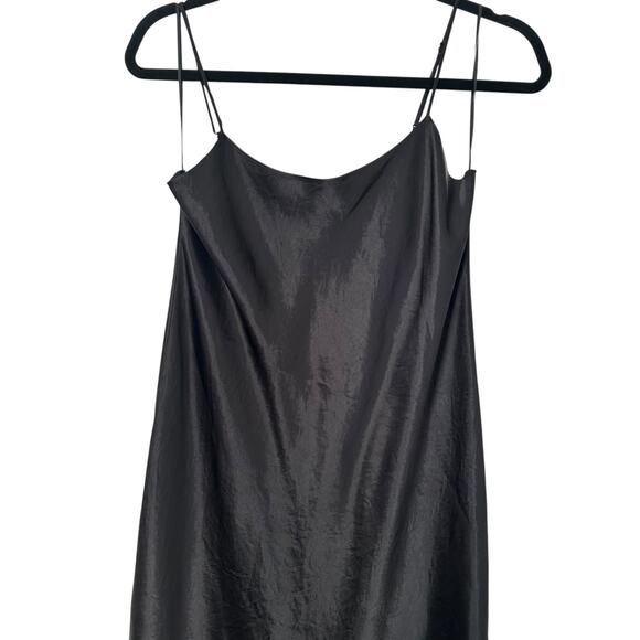 Vince Satin Slip Dress Womens Size Small Black Sleeveless Midi Lingerie Negligee - Picture 2 of 11